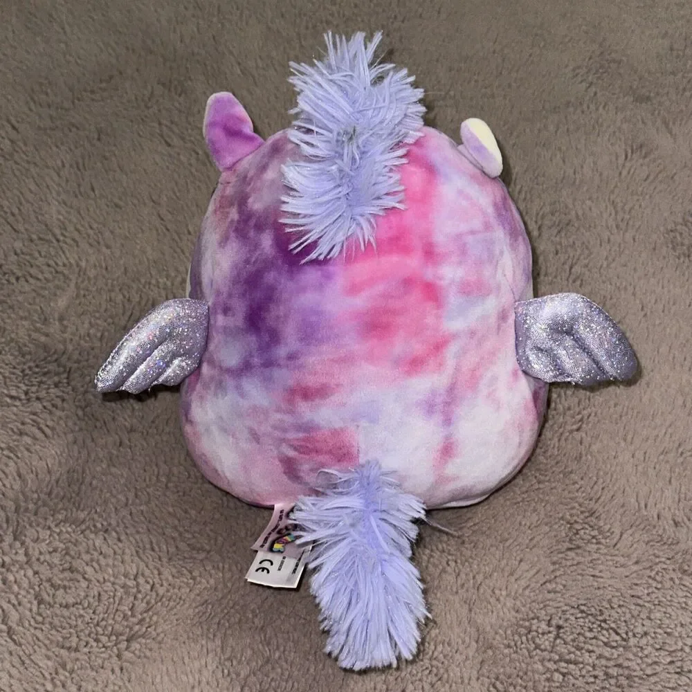 2020 Squishmallows WILLOW Pegasus Pink & Purple Glitter Sparkle Wings Tie Dye 8